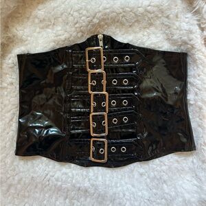 Vintage foreplay patent leather under bust corset
